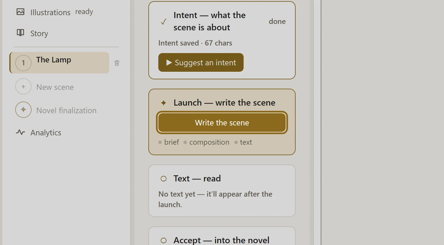 Screenshot for step 3: Click “Write the scene”.