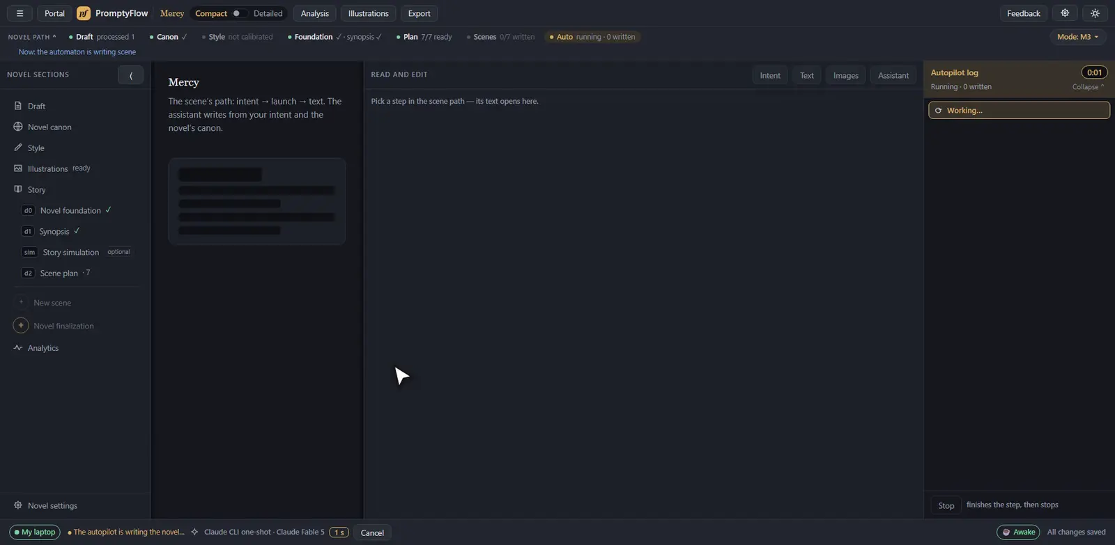 El piloto automático escribe escena tras escena, hasta el final del plan