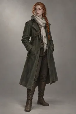 CG · concept art (style): the heroine in full length on a neutral backdrop