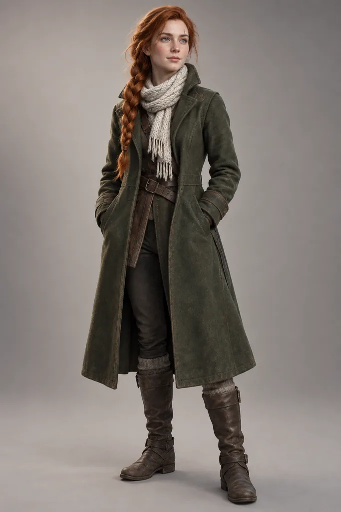 CG · 3D render — the heroine in full length on a neutral backdrop