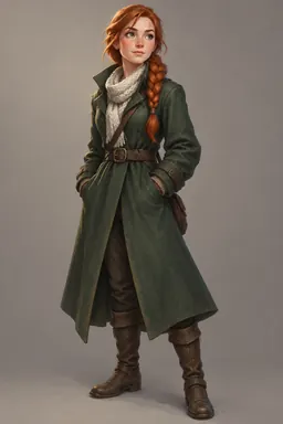 CG · stylized hand-painted (style): the heroine in full length on a neutral backdrop