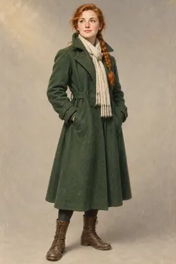 Retro US · magazine realism (style): the heroine in full length on a neutral backdrop