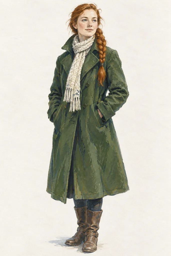Retro USSR · book illustration — the heroine in full length on a neutral backdrop